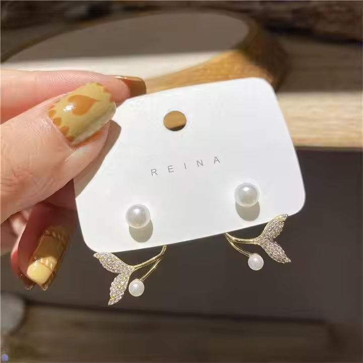 pearl crystal flower earrings